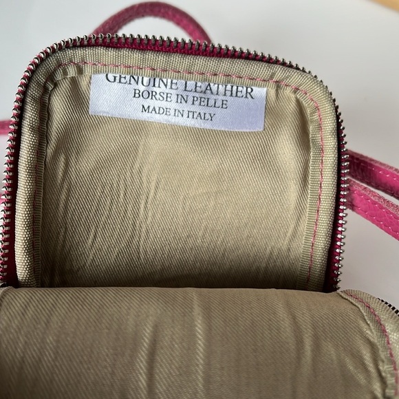 Borse In Pelle Women's Handbag Purse Hot Pink Stud Leather Phone Crossbody - Picture 4 of 11